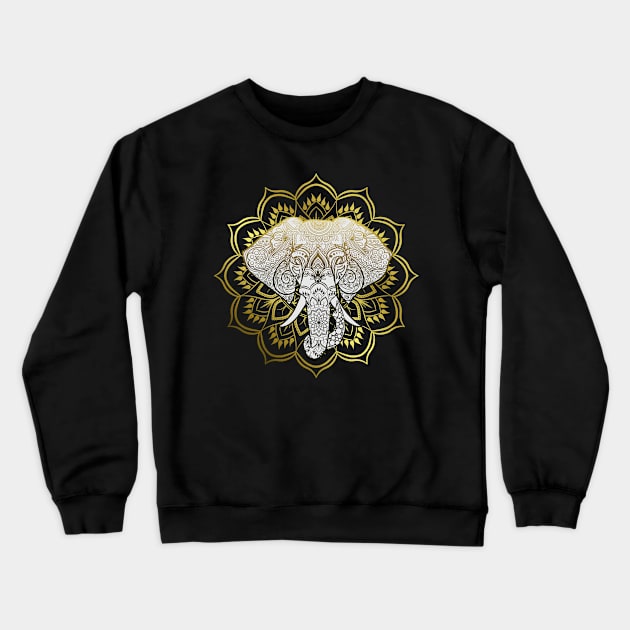 Golden Mandala Elephant Crewneck Sweatshirt by Bluepress